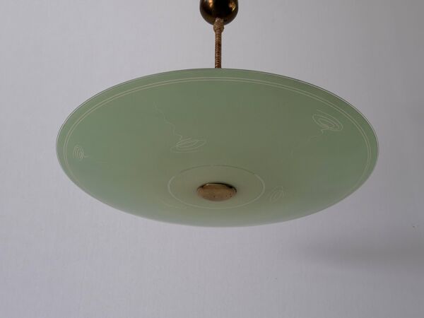 Plafonnier Art Déco en verre vert, années 1940, Allemagne
