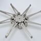 Design candle holder in silver metal, with 8 candles, modular spider