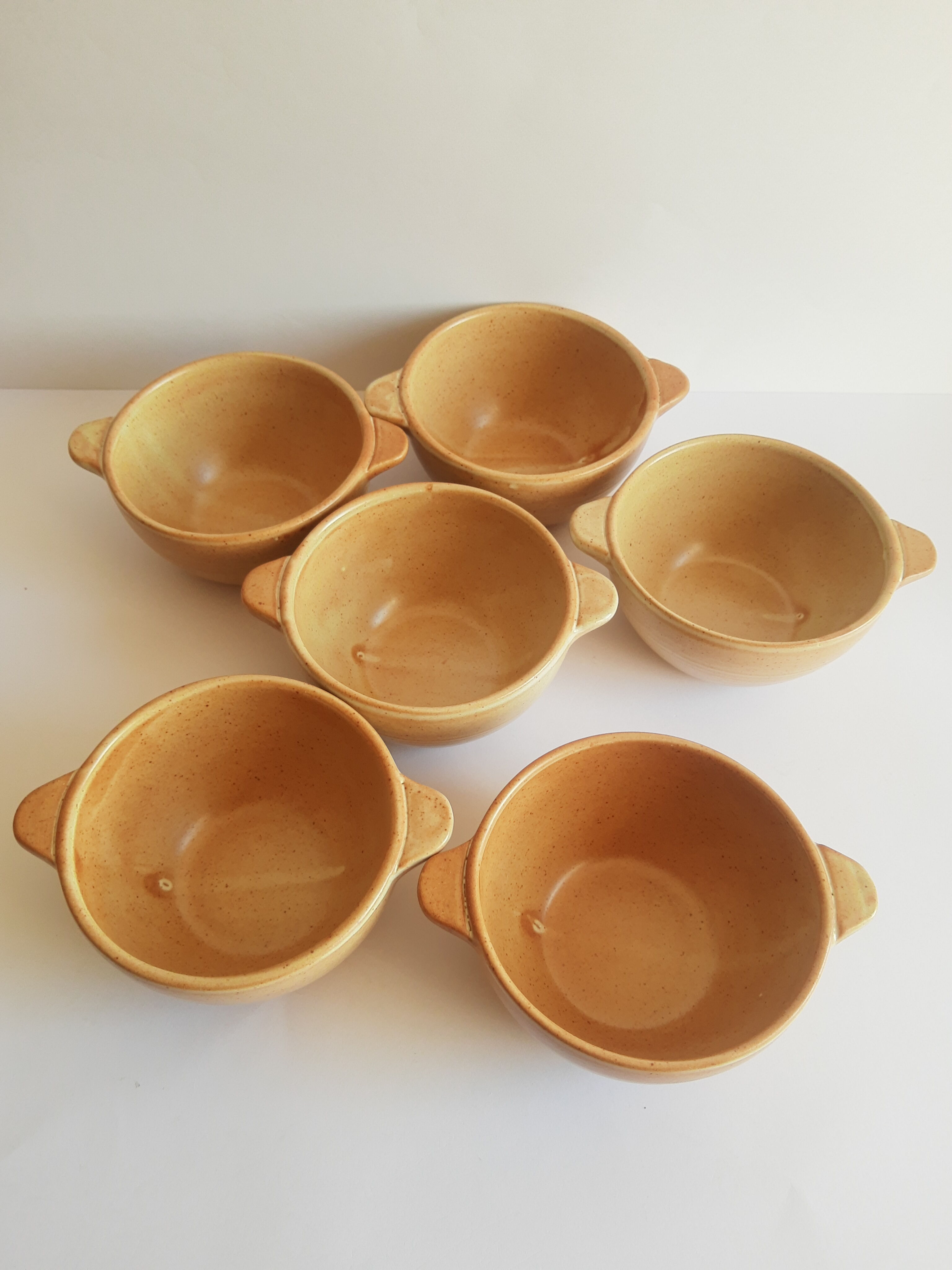 Set of 6 ear bowls in gres cnp gres village France vintage old