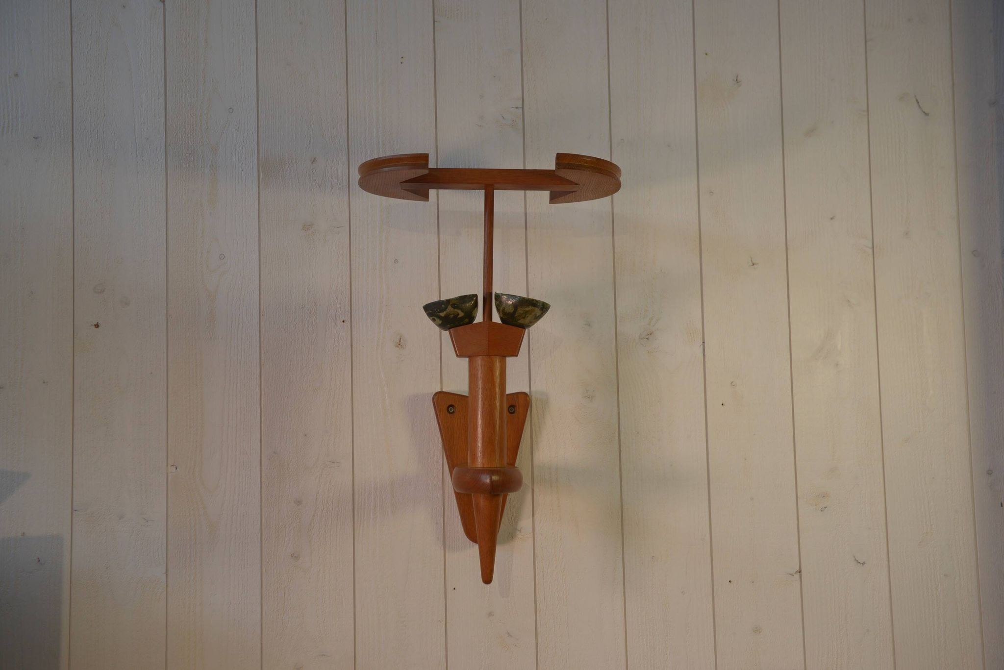 Solid oak wall light by Guillerme and Chambron