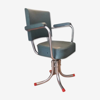Ensemble vintage straford bureau/chaise/lampe industriel métal et skaï