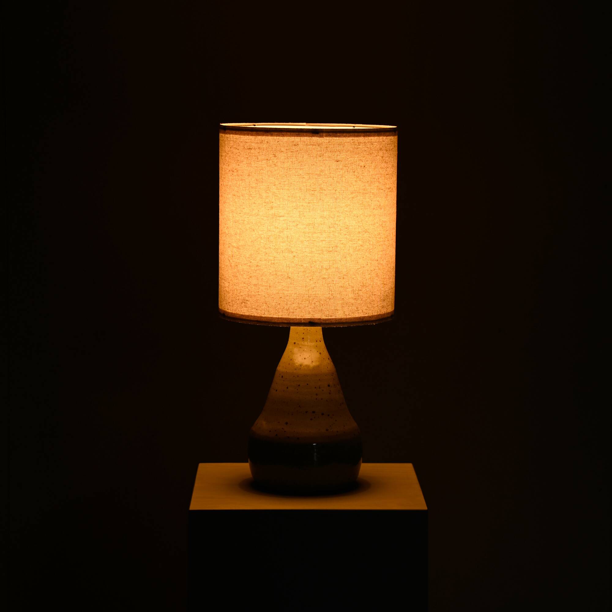 Large glazed ceramic Table Lamp in green tones, France 1960s