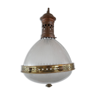 Antique french holophane pendant light