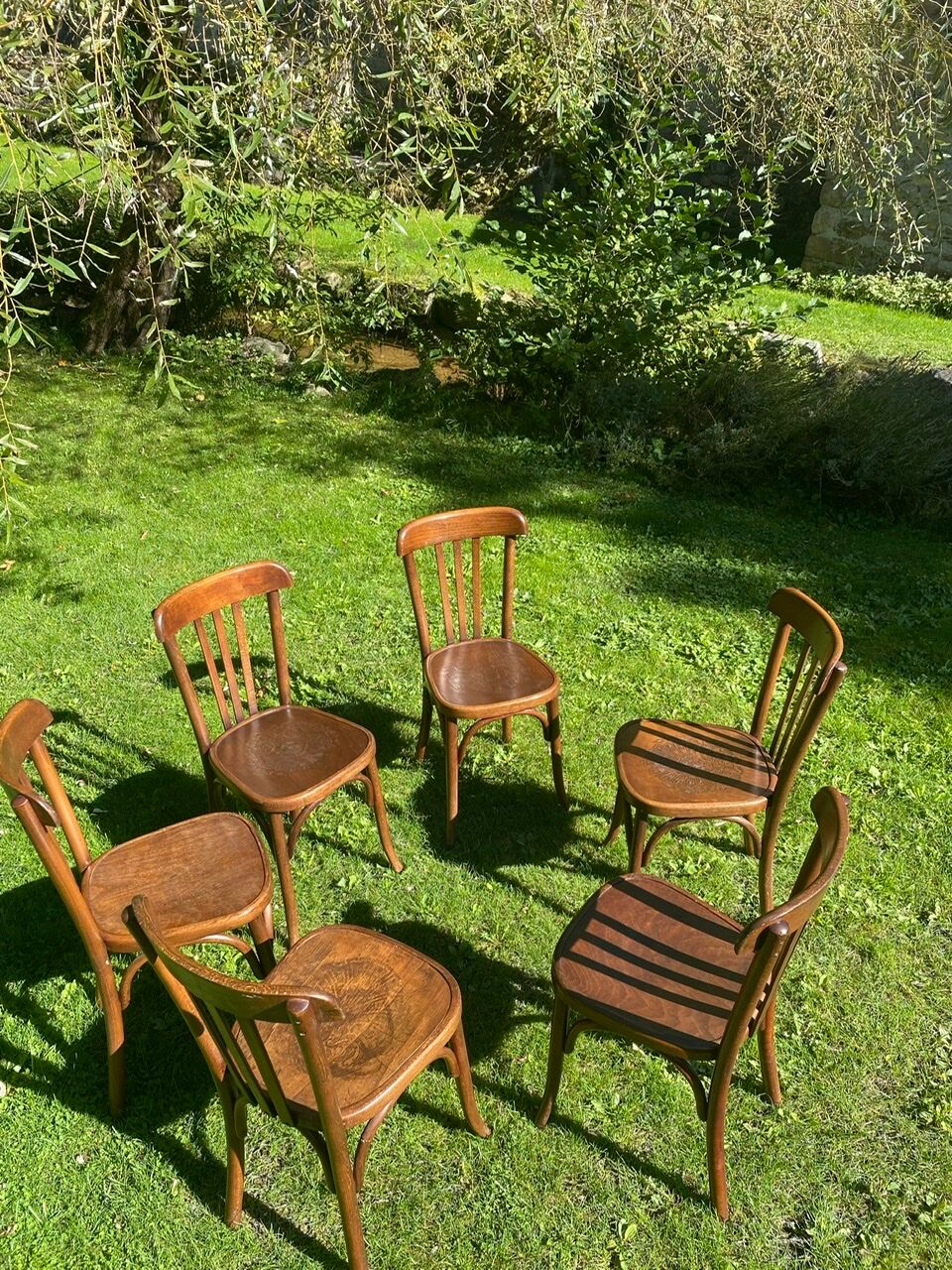 6 Fischel bistro chairs with labels, circa 1930