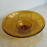 Large Art Deco amber glass bowl