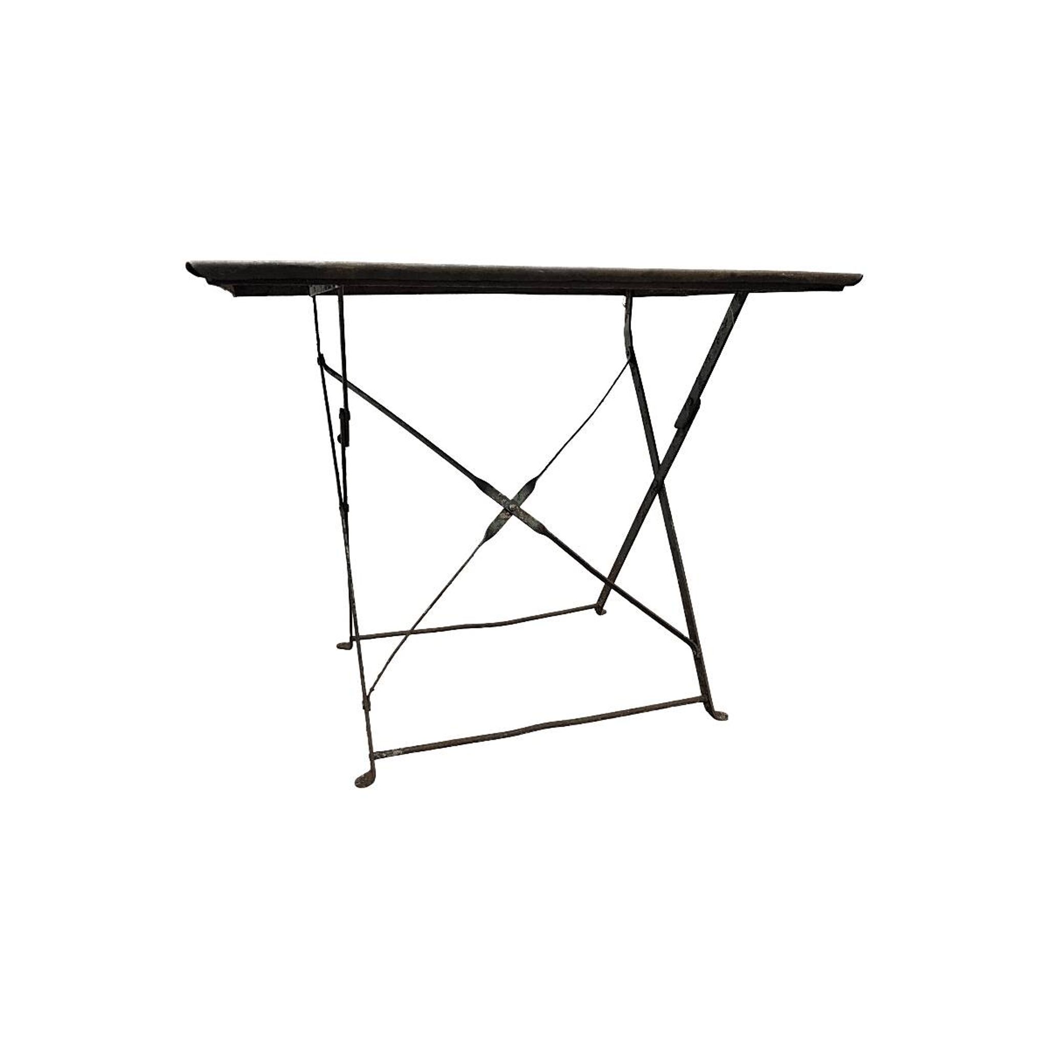 Table pliante bistro en métal ancien, première moitié des années 1900