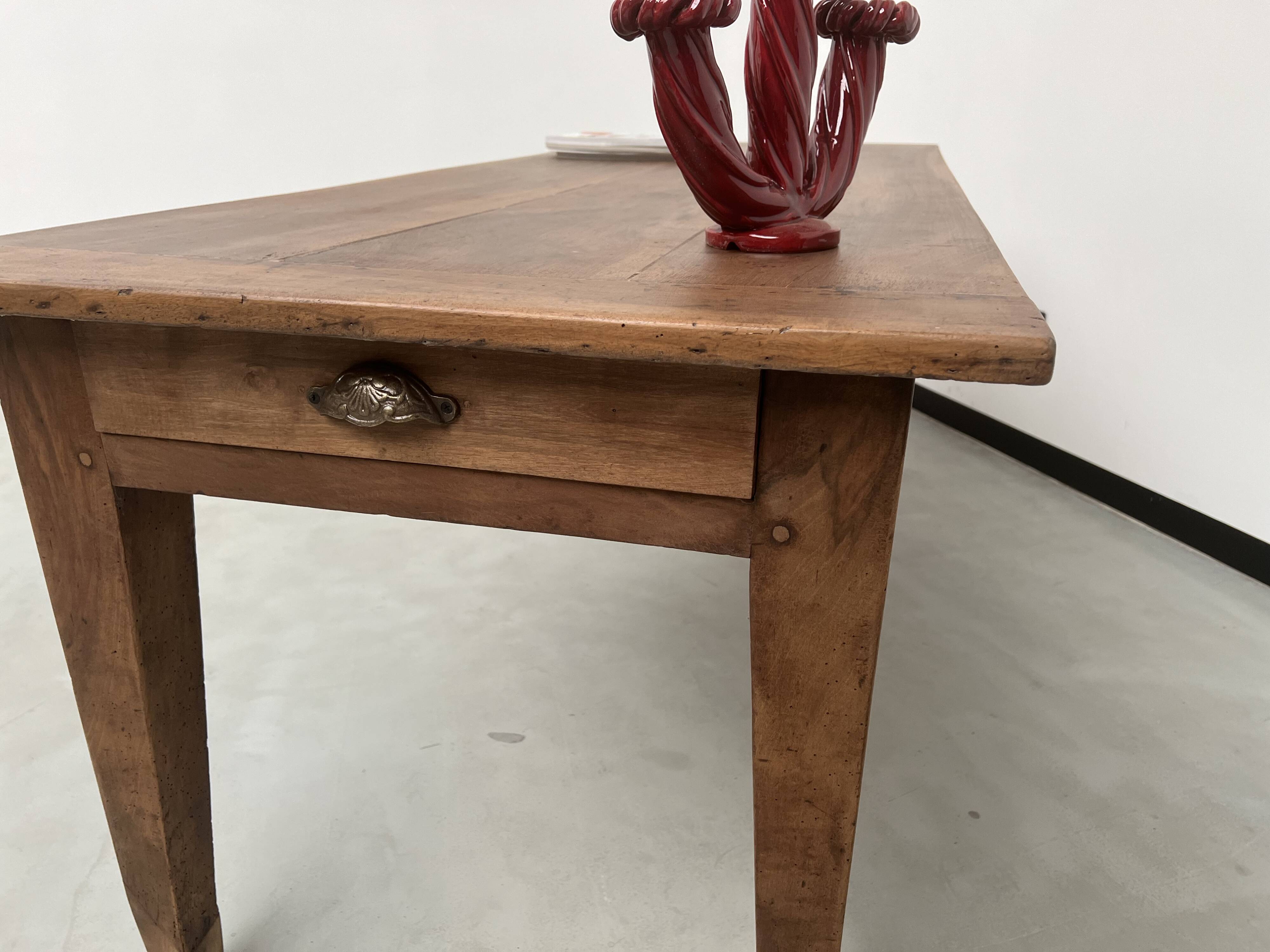Solid walnut farmhouse table with spindle legs