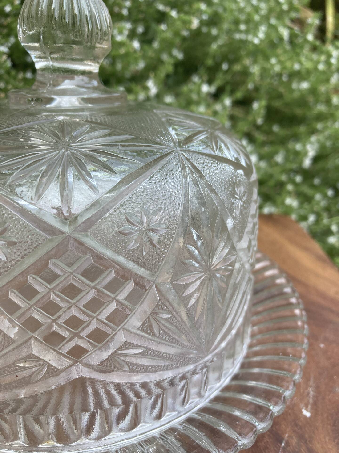 Pressed and moulded glass cheese dome