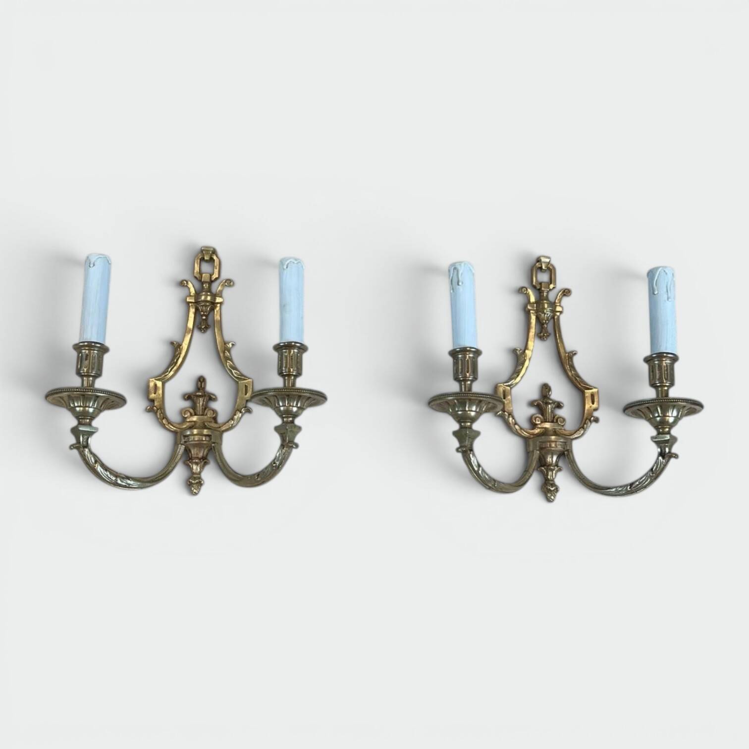 Pair of Bronze Wall Lights in Louis XVI Style by Lucien Gau