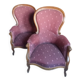 Pair of NIII walnut armchairs
