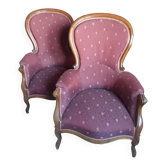 Pair of NIII walnut armchairs