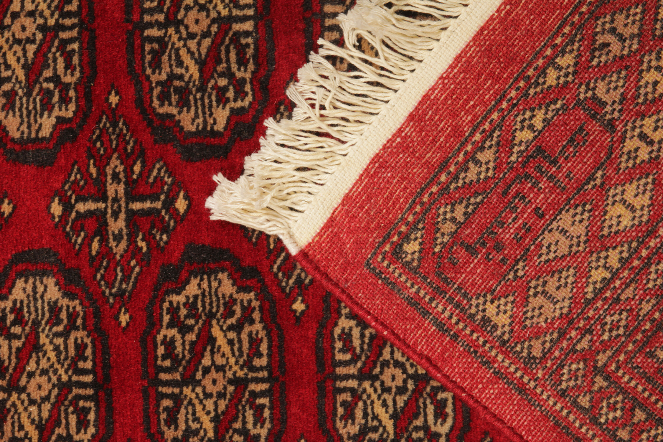 Handwoven bokhara runner rug traditional red motif runner carpet- 77x247cm