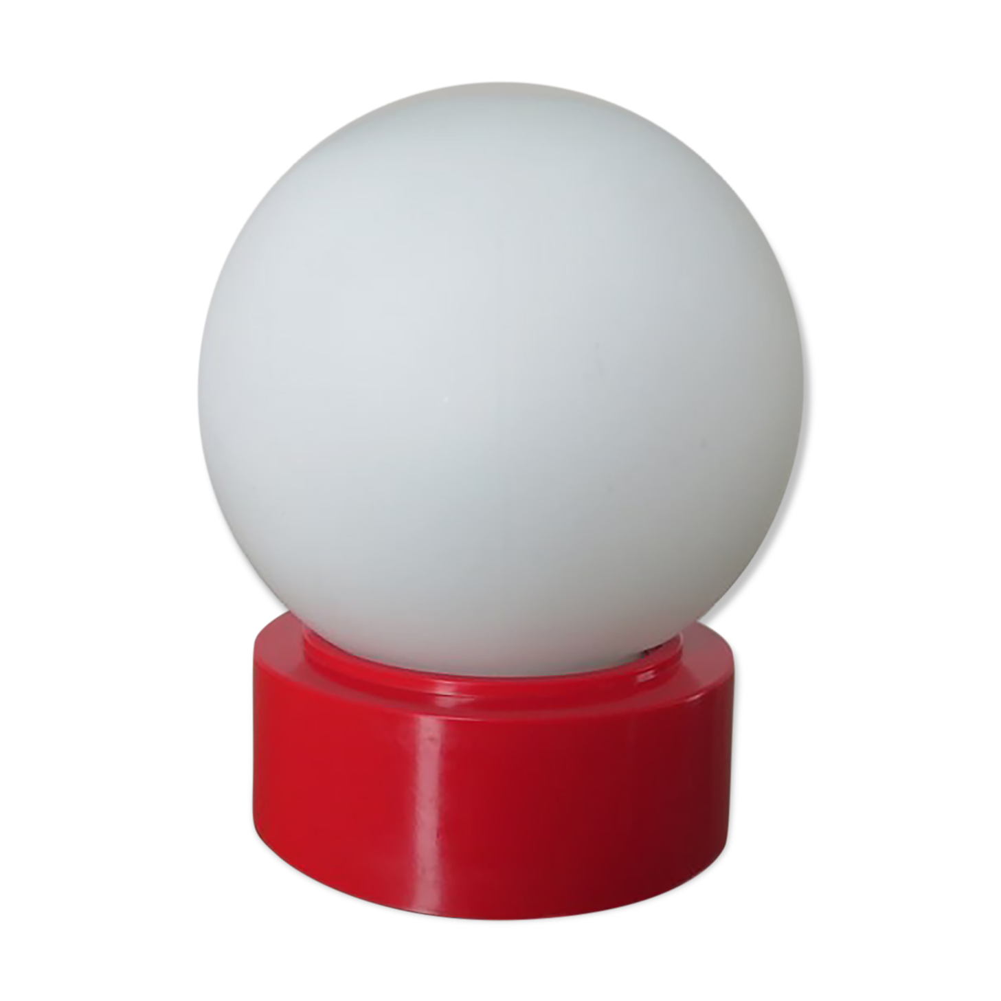 Plastic lamp red opaline ball white 80s 90 era Memphis
