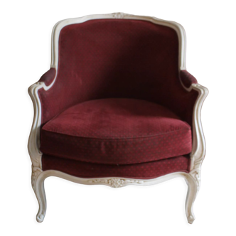 Fauteuil style Louis XV  patiné blanc