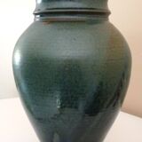 Vase vintage en céramique émaillée, tournée à la main, signature à identifier