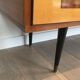 Designer sideboard with 4 doors in sapele mahogany and sycamore on a blackened wood base