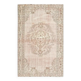 Tapis turc Oushak vintage des années 1970 fait à la main en laine et coton rose 167x266