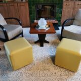 Batch of 2 vintage poufs from the 80s skai