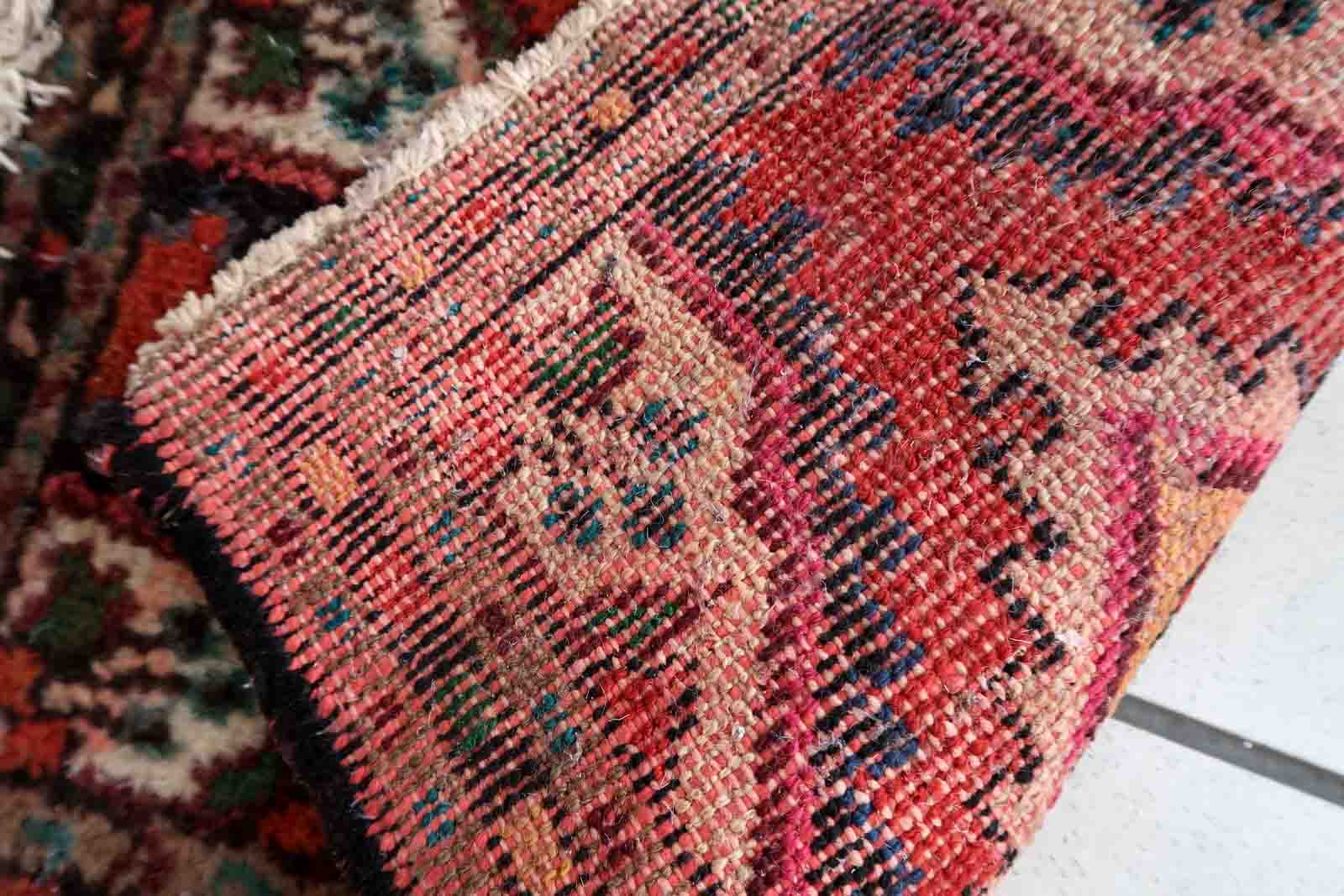 Vintage persian carpet hamadan handmade 35cm x 53cm 1970s