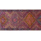 Vintage Turkish Oushak Rug Handwoven 127x370 cm