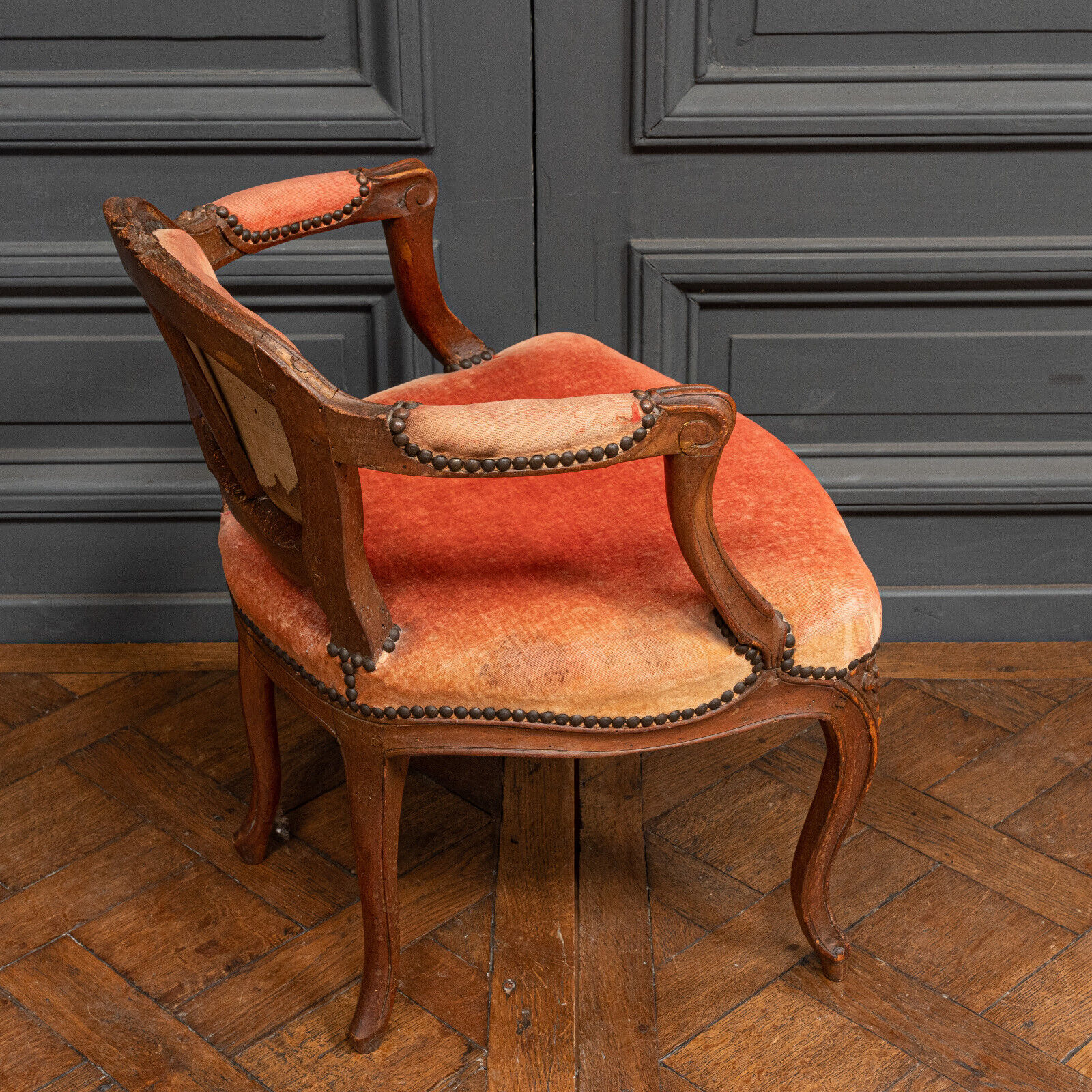 Small convertible armchair Louis XV style late nineteenth velvet