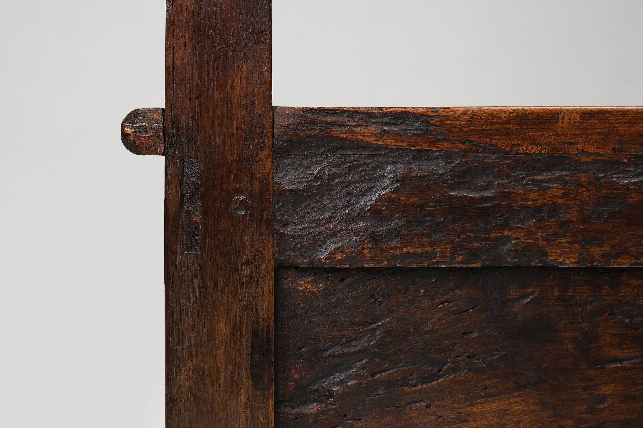 Antique French Wooden Stool with Storage