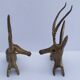 four vintage brass gazelle antelope sculptures