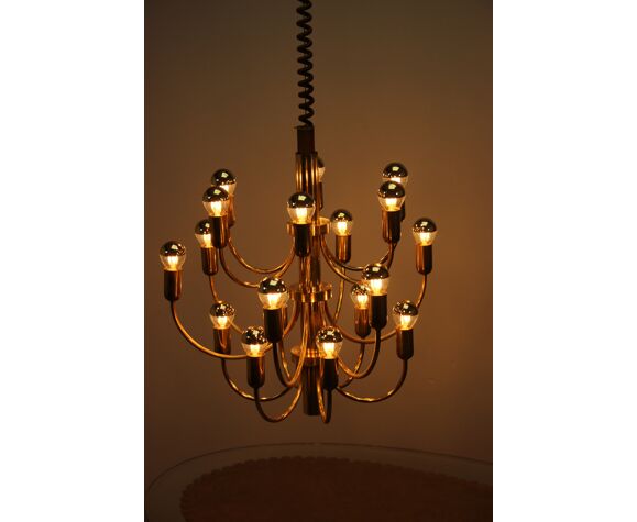 Hollywood Regency Golden Chandelier Sciolari For Boulanger France 1960 Selency Hollywood Regency Golden Chandelier, Hollywood Regency Gold Chandeliers