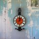 Metalwork electric wall clock VEB Elektrobau Greiz, Germany 1970s