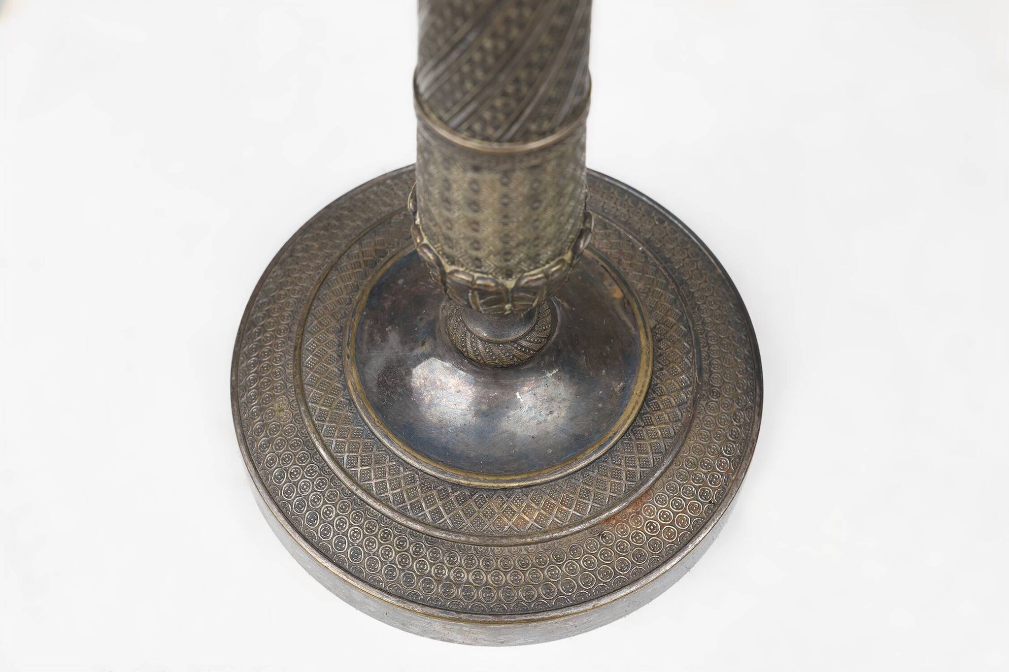 Large silver plated copper candlestick, France ca. 1900