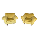 Couple de fauteuils 1920 avec un pouf. Bon état