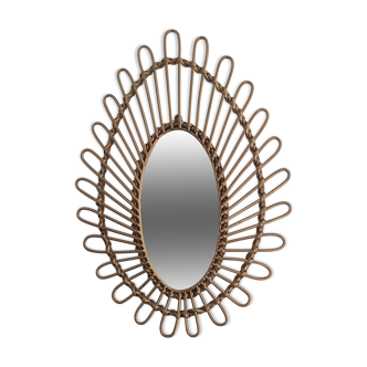 Miroir soleil rotin