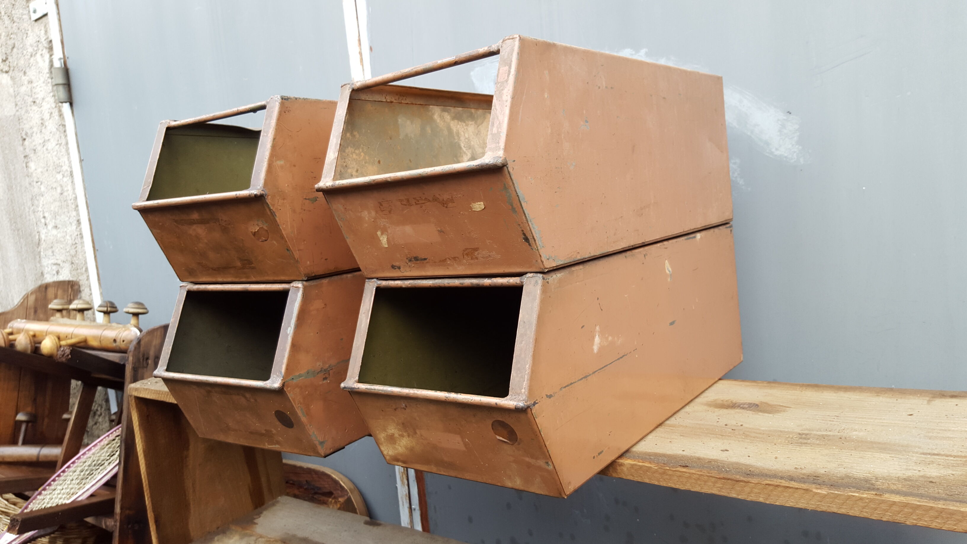 Set of 4 industrial metal lockers