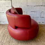 Curl armchair in red leather by Roche Bobois