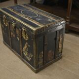Malle de voyage Regoldia Lyon en carton tissu et bronze 1920