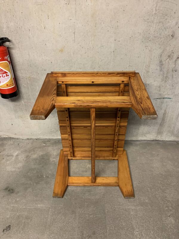 Table Basse Vintage en Pin Époque Reconstruction Design Brutaliste