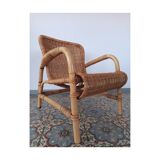 Rattan and bamboo armchair, 70s