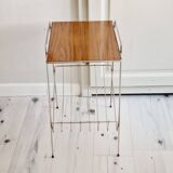 Metal and Formica magazine rack side table