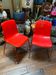 Duo of vintage Grofilex kindergarten children's chairs in red plastic