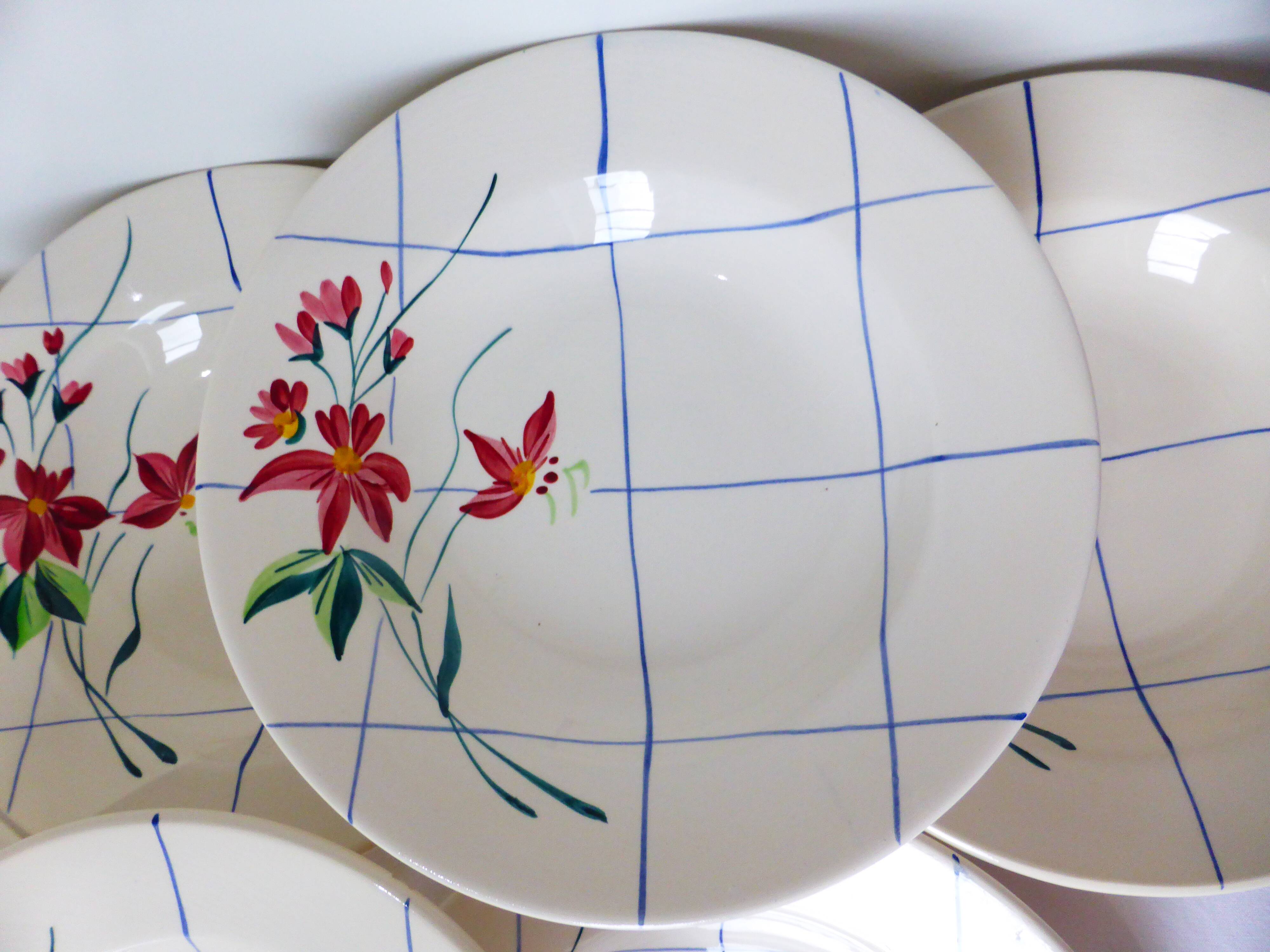 6 assiettes creuses vintage de Niderviller modèle Saumur 220512