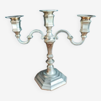 Bougeoir chandelier triple métal chromé patiné dpc 1123310