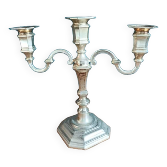Bougeoir chandelier triple métal chromé patiné dpc 1123310
