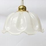Pendant lamp with vintage globe in white opaline