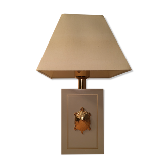 Lampe tortue laiton doré laquée années 70