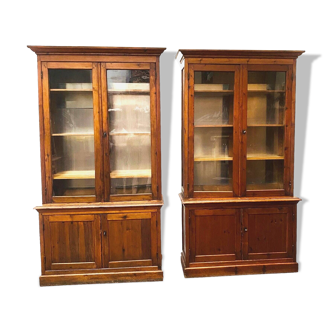 Pair of two 19th century solid fir display cabinets