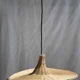 Small suspension, rattan luminaire in hat shape D:60cm