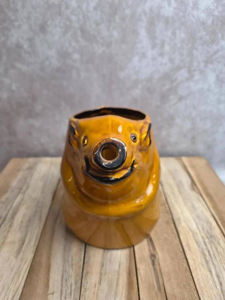 Zoomorphic pitcher Goret Poët-Laval – vintage slipware – pig