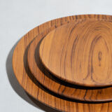 Set of 4 flat monoxyl teak trays