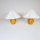 Sculptural modern table lamps from the mid-century in solid pine, Sweden, 1970s.