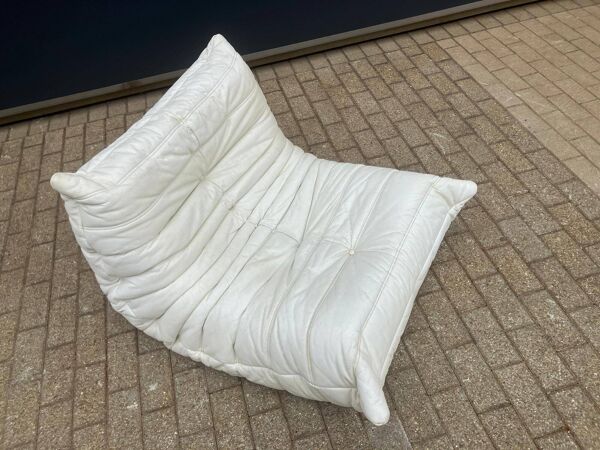 100% authentieke Ligne Roset Togo 1zit licht beige leder ‘87